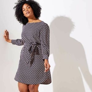 NWT LOFT Plus Mosiac Tie Waist Shirtdress